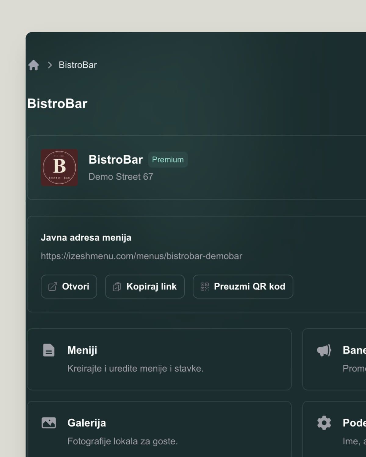Three steps to a finished QR code menu