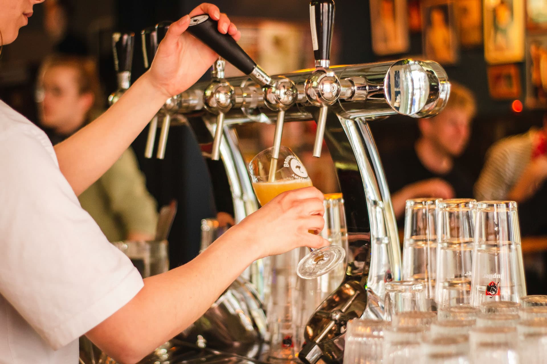 Beer taps on a bar counter